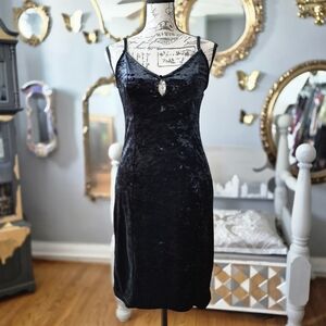 Vintage Black Velvet Keyhole Dress